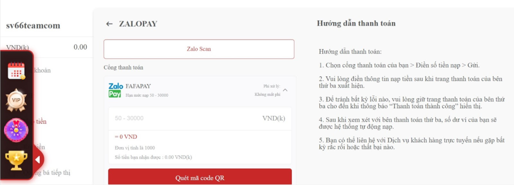 Người chơi thực hiện việc nạp tiền qua ví điện tử zalopay như thế nào?